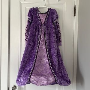 Velvet princess gown with hoop skirt.